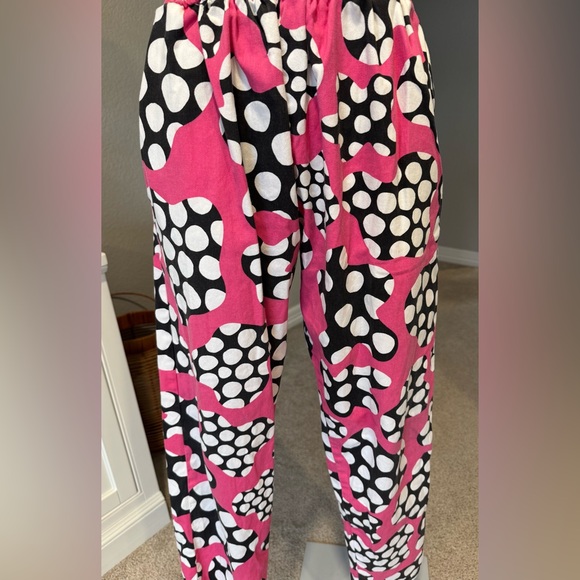 Lucy & Yak Pink & Black Polka-Dot Alexa Trousers with/ Pockets - Picture 1 of 8